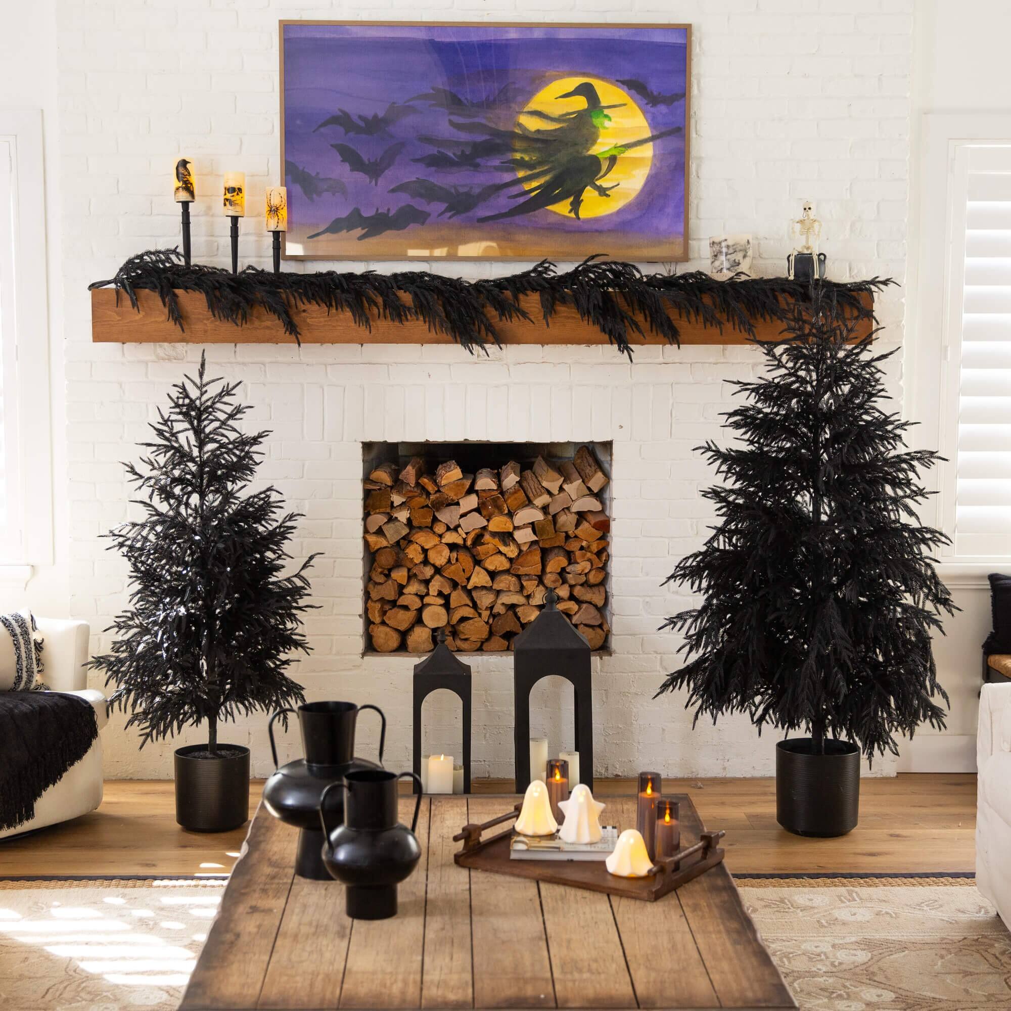 6ft. Artificial Halloween Real Touch Black Norfolk Pine Christmas Tree with Natural Look